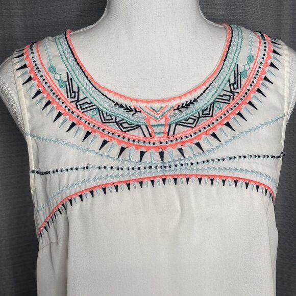 Miami Medium Sheer White And Peach Tank Top - Picture 3 of 7
